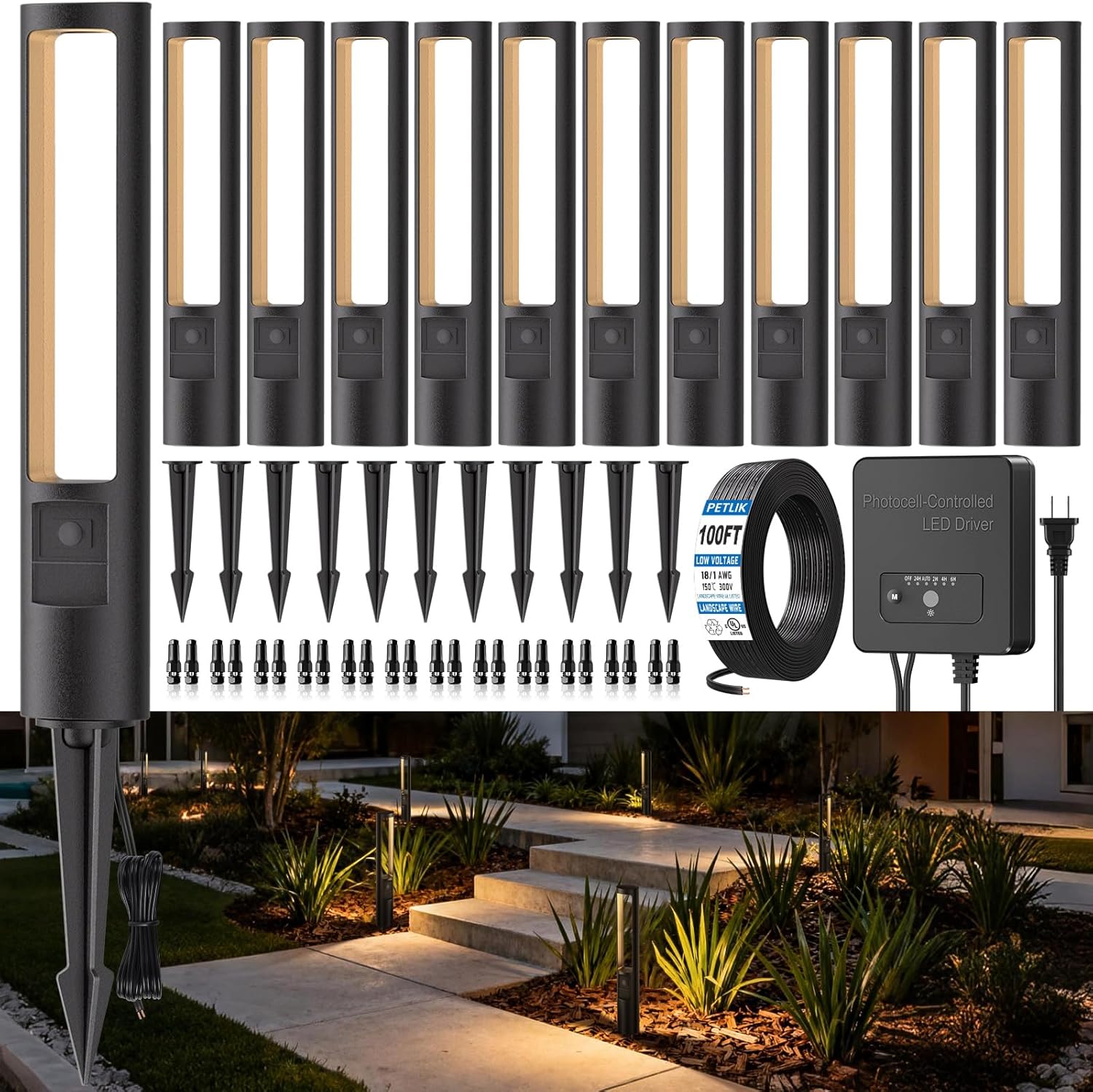 Outdoor Lighting Dusk To Dawn - All In One Low Voltage Landscape