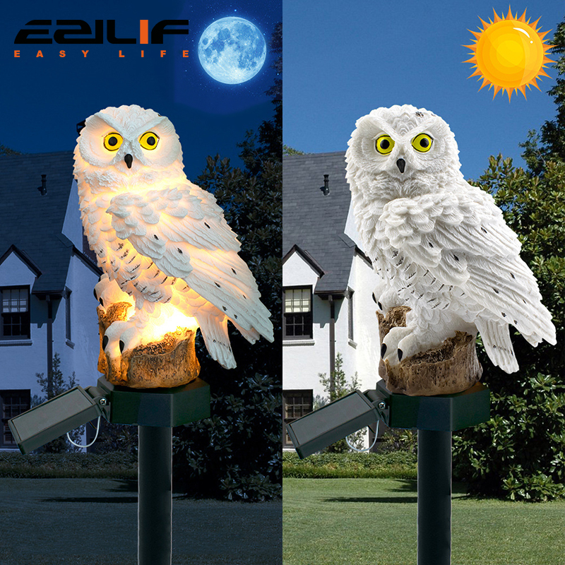 Solar light owl animal sculptu - Photocell Outdoor Lighting 评论和价格
