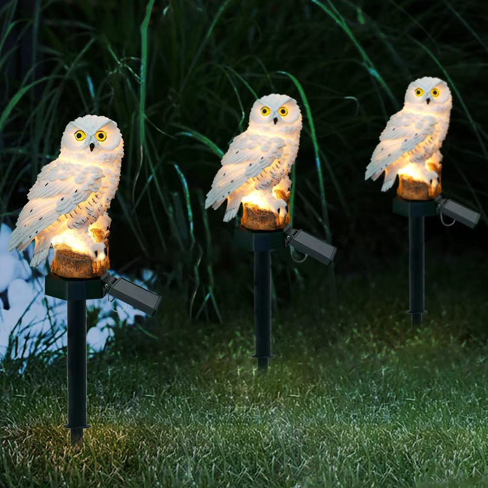 Solar light owl animal sculptu - Photocell Outdoor Lighting 评论和价格