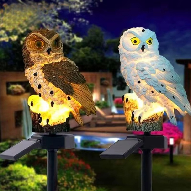 Solar light owl animal sculptu - Photocell Outdoor Lighting 评论和价格