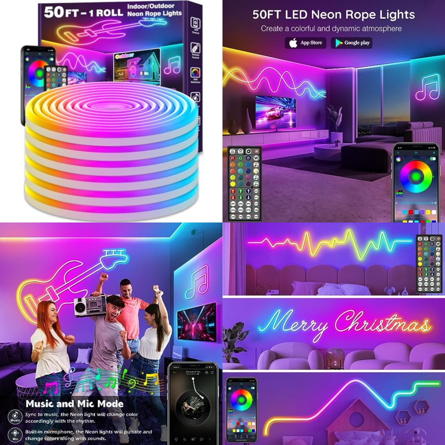 Neon Rope Lights, Flexible Led - Outdoor Lighting Remote Control 评论和价格