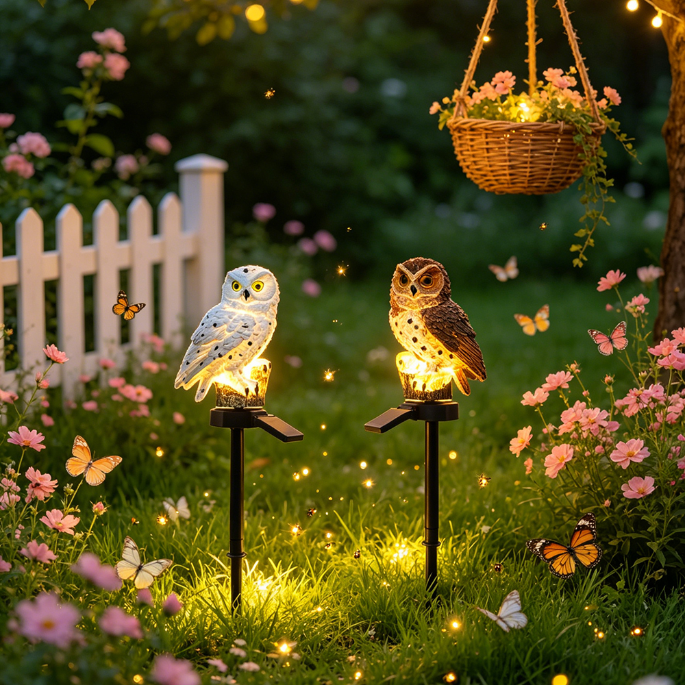 Owl Solar Light, Resin Owl Gro - Photocell Outdoor Lighting 评论和价格