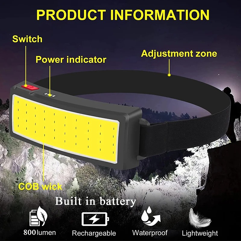 Powerful COB LED Headlamp 4 Li - Outdoor Lighting Construction 评论和价格