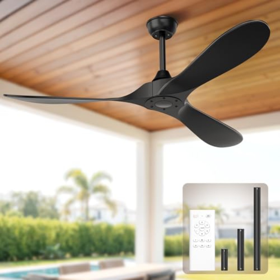 Black Outdoor Ceiling Fan, 52  - Outdoor Lighting Remote Control 评论和价格