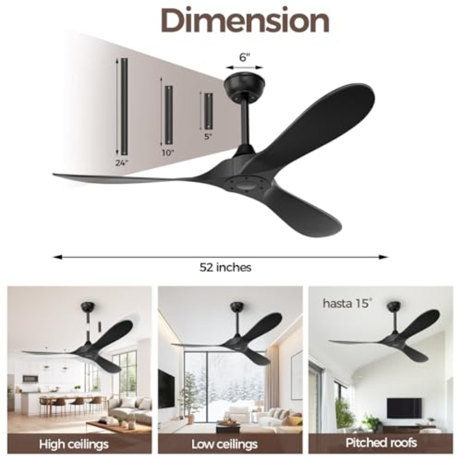 Black Outdoor Ceiling Fan, 52  - Outdoor Lighting Remote Control 评论和价格