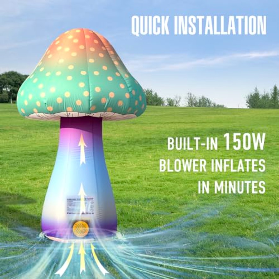 6 FT LED Inflatable Mushroom w - Outdoor Lighting Remote Control 评论和价格