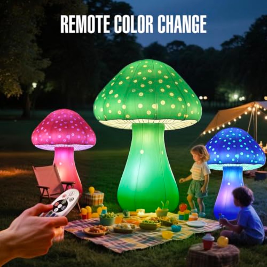 6 FT LED Inflatable Mushroom w - Outdoor Lighting Remote Control 评论和价格