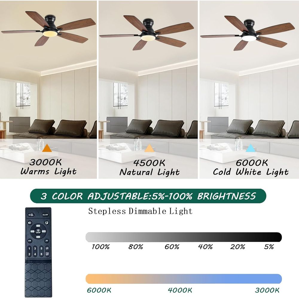 52 Brown Ceiling Fan with Ligh - Outdoor Lighting Remote Control 评论和价格