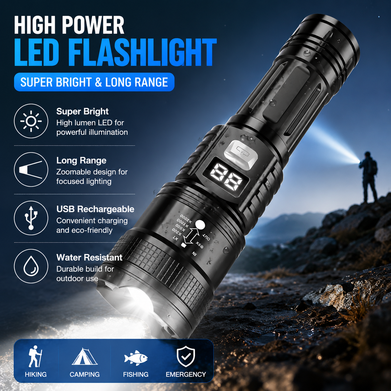 P50 High Brightness Flashlight - Outdoor Lighting Construction 评论和价格