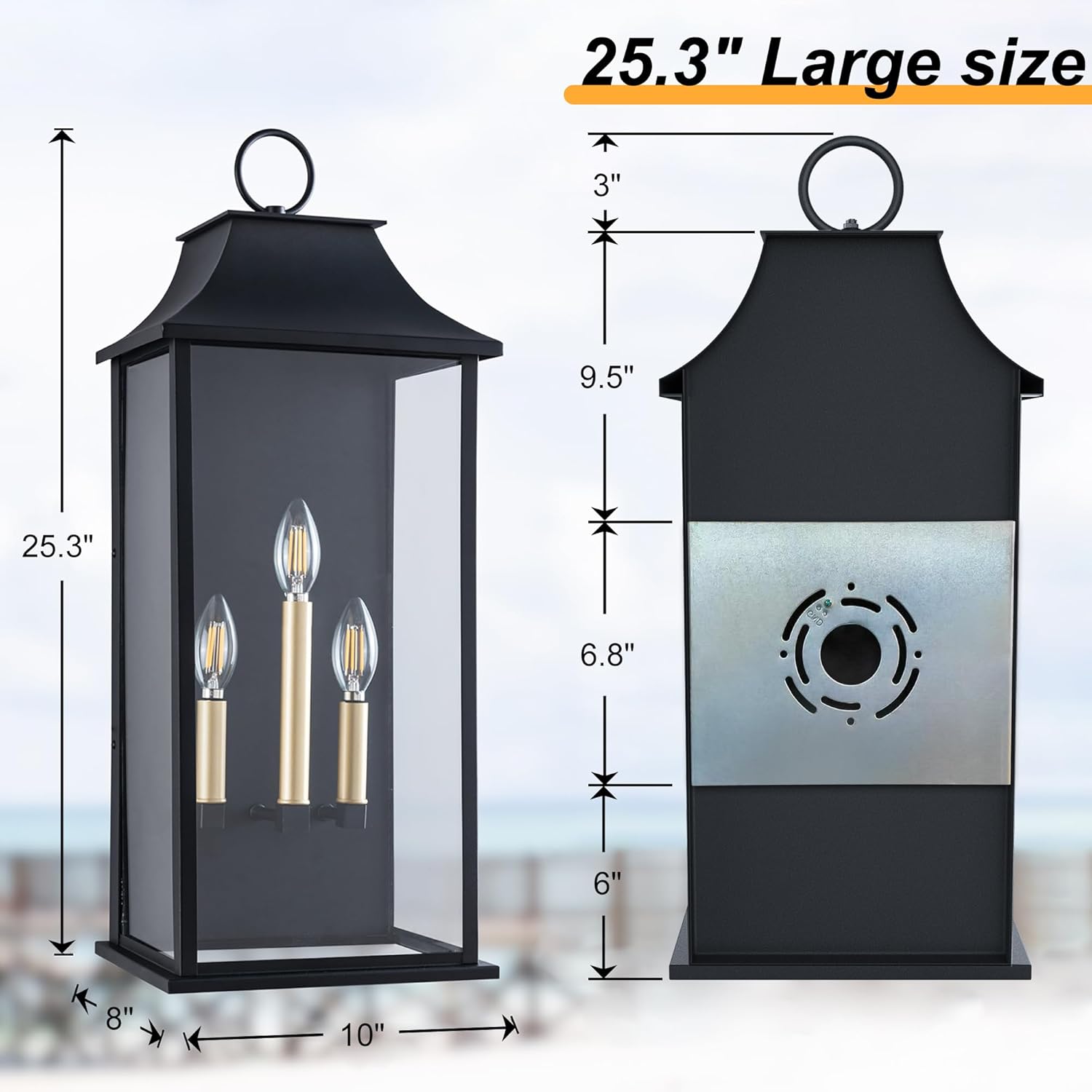 Large 3 Light Outdoor Wall Lan - Outdoor Lighting Dusk To Dawn 评论和价格
